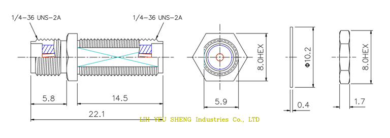 SMA Adapter_SMA F TO SMA F BH_Drawing