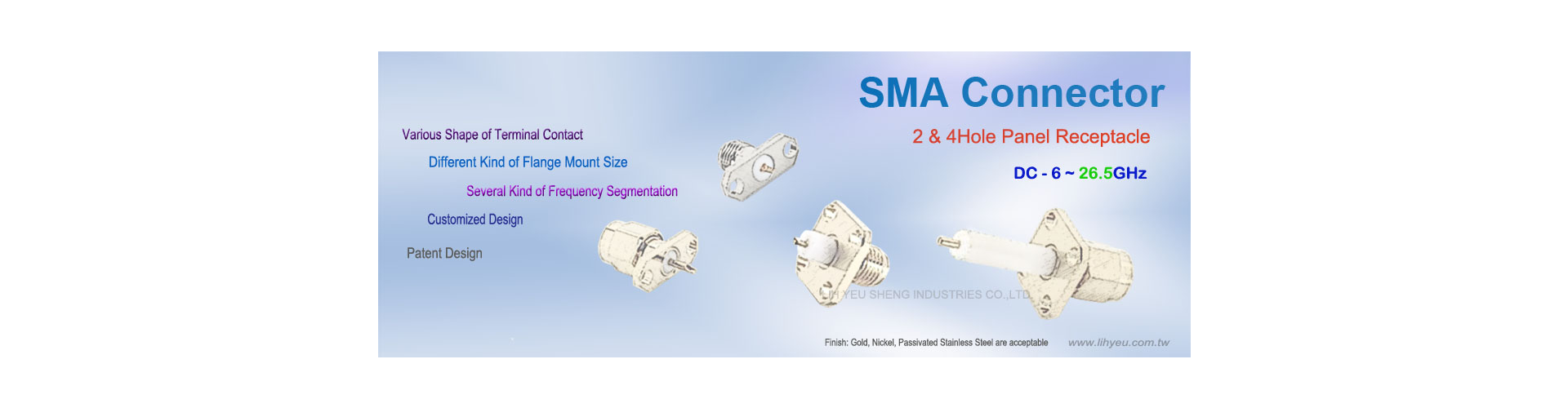 SMA Flange Panel Receptacle Connector, LIH YEU SHENG