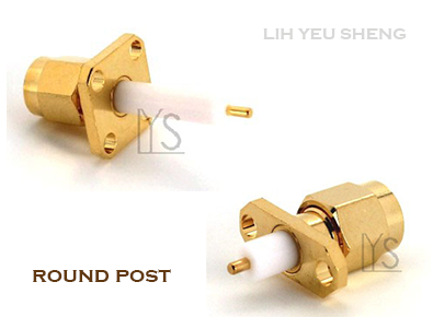 圓針, SMA(RP-SMA) Male 2 & 4  Holes Panel Exposed PTFE Blunt Post connector