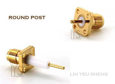 圓針,  9.5mm SQ Panel 4 Holes, SMA Female (Exposed PTFE ) connector