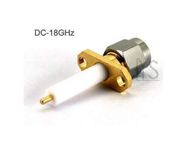 18GHz SMA(RP-SMA) Male 2 Holes Panel Exposed PTFE Terminal Blunt Post connector