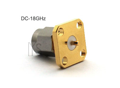 18GHz SMA(RP-SMA) Male 4 Holes Panel Exposed PTFE Terminal Blunt Post connector