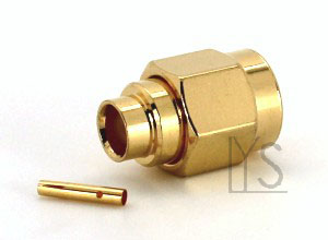 RP-SMA Male Straight Solder for .141, RG402, SS402 Cable Connector